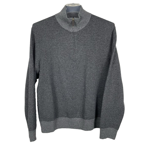 Polo Ralph Lauren 1/4 Zip Sweater Mens Large Gray Wool Very Soft Preppy Casual - Picture 1 of 10